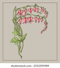 Hand draw vintage style botanical flora frame