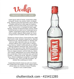 Hand draw of voka bottle. Vector illustration.