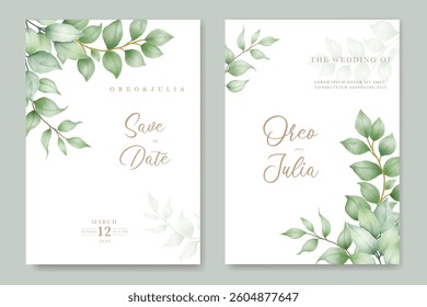 Hand draw watercolor floral wedding card