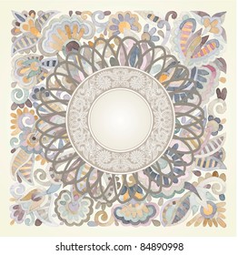 hand draw watercolor flower vector ethnic design. Ukrainian traditional painting