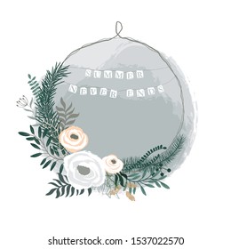 Hand Draw Watercolor Flower Wreath