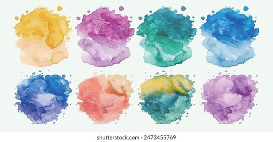 hand draw watercolor shapes brushes on white background. watercolor splashingr Artwork