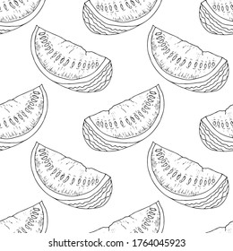 Featured image of post Watermelon Drawing Realistic Black And White Watermelon fresh slices background vector