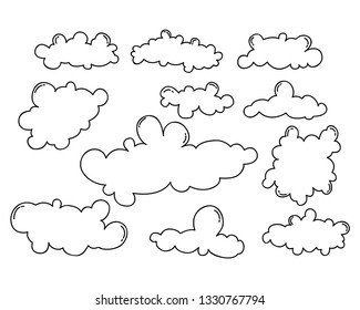 Hand draw the weather collection. Flat style vector illustration.Hand draw cloud collection. Flat style vector illustration.