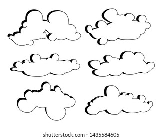 Hand draw the weather collection. Flat style vector illustration.Hand draw cloud collection. Flat style vector illustration.
