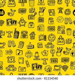 hand draw web icons seamless pattern