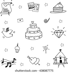 Hand draw wedding in doodle