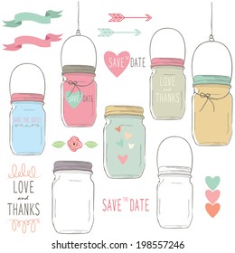 Hand Draw Wedding Mason Jar