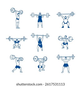hand draw weightlifting collection set simple design
