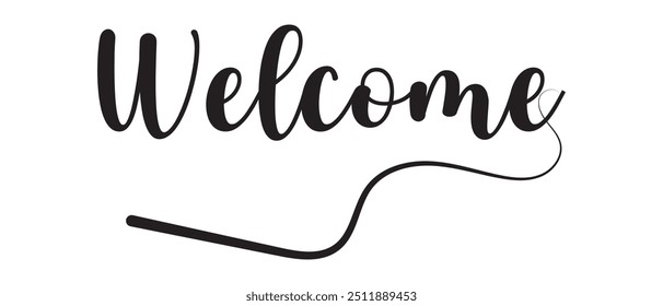 Hand draw welcome lettering and text icon vector. vector illustration.