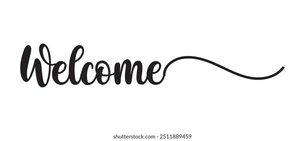 Dibujar a mano letras de bienvenida y Vector de iconos de texto. Ilustración vectorial.