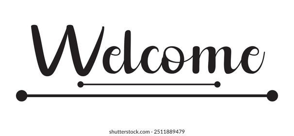 Hand draw welcome lettering and text icon vector. vector illustration.