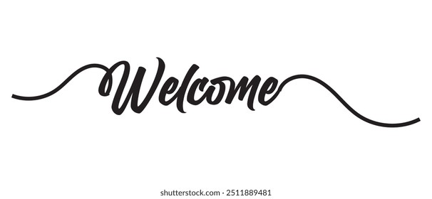 Dibujar a mano letras de bienvenida y Vector de iconos de texto. Ilustración vectorial.
