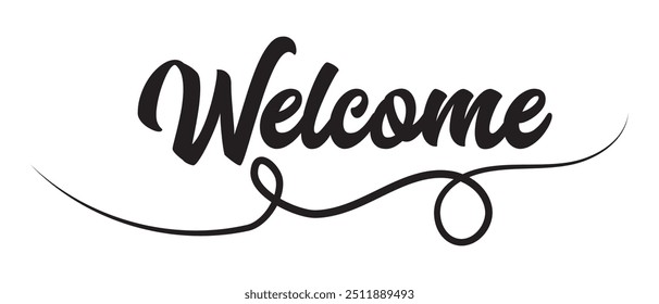 Hand draw welcome lettering and text icon vector. vector illustration.