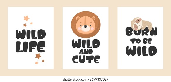 Dibujar a mano animales salvajes lindos