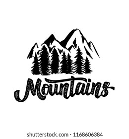 Hand Drawn Mountain Adventure Insignia Typography Stock Vector (Royalty ...