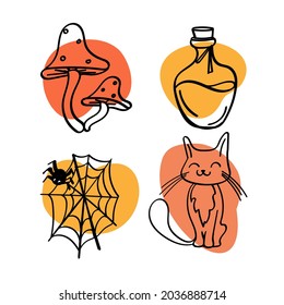 
hand draw witch icon set