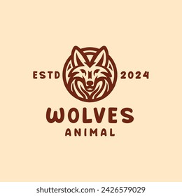 Hand Draw Wolf Head Monoline Vector Logo Design Vintage