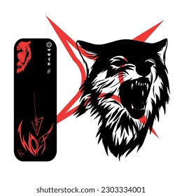 Retrato de lobo dibujado a mano. Puede utilizarse para el diseño de la bolsa, la postal y el afiche. Ilustración del vector