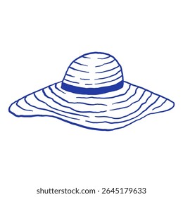 Hand draw women's summer beach headgear vector illustration. 