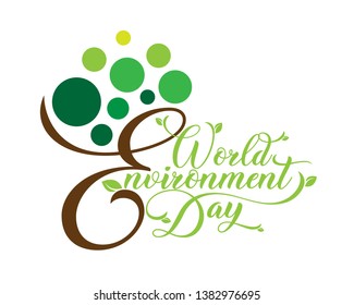 Hand Draw World Environment Day On White Background. Vector Illustration.