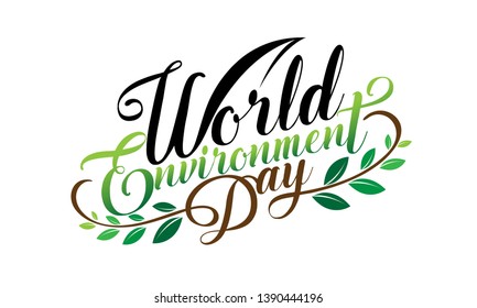 Hand Draw World Environment Day On White Background. Vector Illustration.