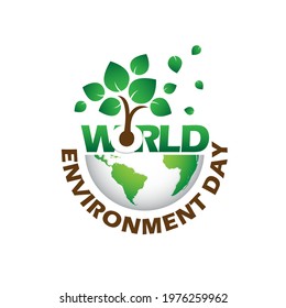 Hand Draw World Environment Day On White Background. Vector Illustration.