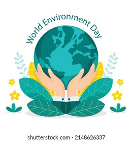 Hand Draw World Environment Day On White Background. Vector Illustration.
