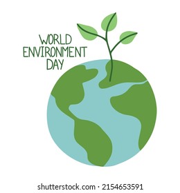 Hand Draw World Environment Day On White Background. Vector Illustration.