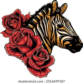 hand draw Zebra head vector illustration design
