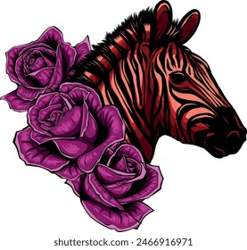 hand draw Zebra head vector illustration design