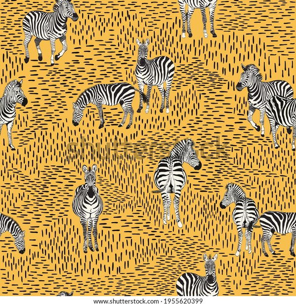 Hand Draw Zebra Seamless Pattern Line Stock Vector Royalty Free 1955620399 Shutterstock 8003