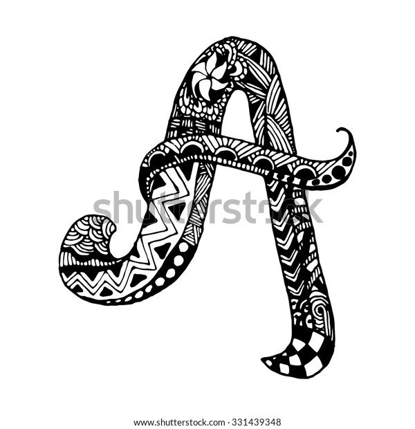 Hand Draw Zentangl Letter Decoration Cards Stock Vector Royalty