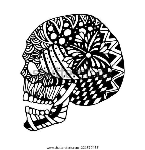 Hand Draw Zentangle Skull Decoration Cards Stock Vector (Royalty Free ...