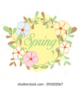 hand drawan floral spring badge
