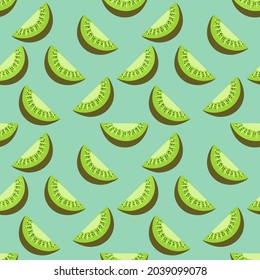 Hand frischen Slice Kiwi Frucht nahtlose Muster Vektordesign. Perfekt für Tapete, Hintergrund, Wickelpapier, Stoffmuster.