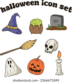 hand drawe vector halloween icon set