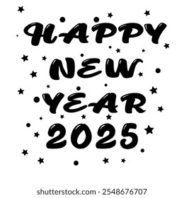 Dibujo a mano 2025 con fondo blanco