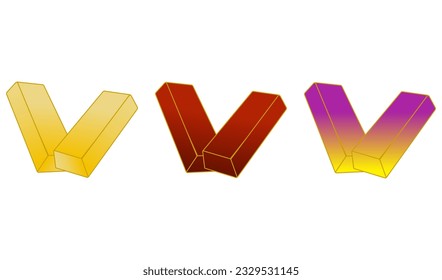 Hand drawing, 3 types of gold bars, 3 colors, support vector files.