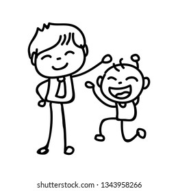 hand drawing abstract cartoon character happy people family happiness concept vector illustration eps10