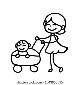 hand drawing abstract cartoon character happy people family happiness concept vector illustration eps10