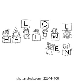 hand drawing abstract cartoon character halloween