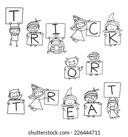 hand drawing abstract cartoon character halloween