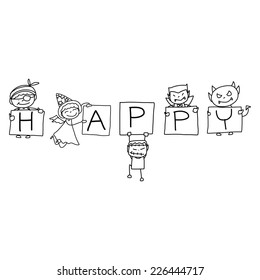 hand drawing abstract cartoon character halloween