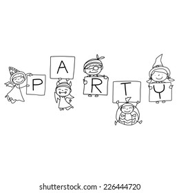 hand drawing abstract cartoon character halloween