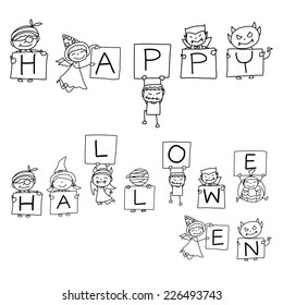 hand drawing abstract cartoon character halloween