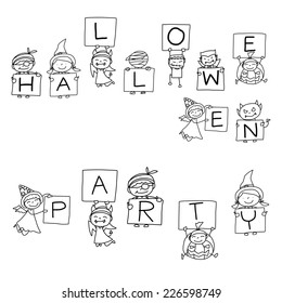 hand drawing abstract cartoon character halloween