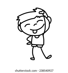 hand drawing abstract cartoon character happy kids playing