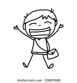hand drawing abstract cartoon character happy kids playing