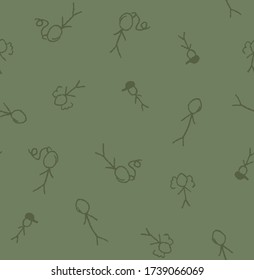 Hand Drawing Abstract Chalk Man Doodle Repeating Vector Pattern Isolated Background